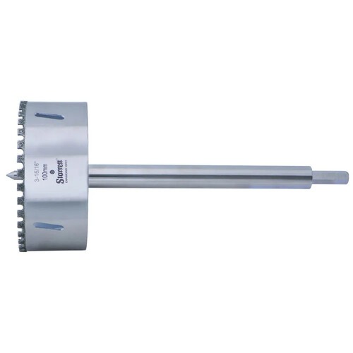 Serra copo diamantada 100 mm com haste de 6 Serra copo diamantada 100 mm com haste de 6