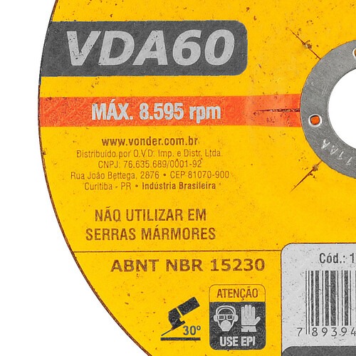 Disco de desbaste para metal 180 x 6,4 x 22,23 mm - VDA-60 Disco de desbaste para metal 180 x 6,4 x 22,23 mm - VDA-60