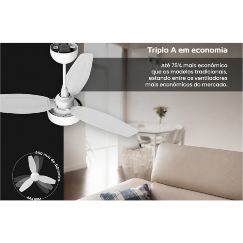 Ventilador de teto 3 pás Inverter com controle bivolt - Ciclo Inverter 110V/220V Ventilador de teto 3 pás Inverter com controle bivolt - Ciclo Inverter 110V/220V