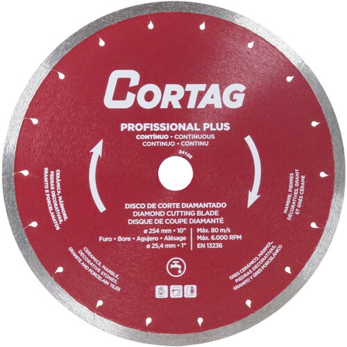 Disco diamantado cont�nuo 254 mm para cer�mica - Profissional Plus