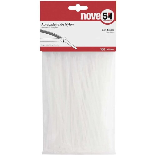 Abra�adeira de nylon branca 2,5 x 140 mm com 100 pe�as 