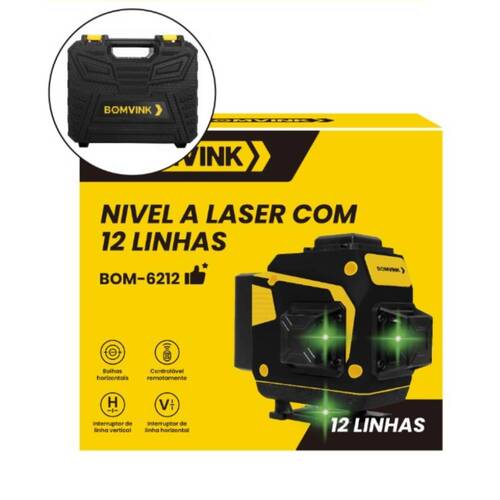 Nível a laser verde a bateria 12 linhas alcance 25 m com kit de acessórios - BOM-6212 Nível a laser verde a bateria 12 linhas alcance 25 m com kit de acessórios - BOM-6212