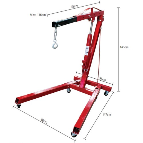 Guincho hidr�ulico dobr�vel 2T com prolongador rodas de ferro