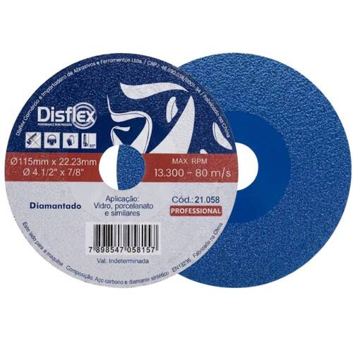 Disco diamantado para porcelanato e vidro 115 mm - 21.058 Disco diamantado para porcelanato e vidro 115 mm - 21.058
