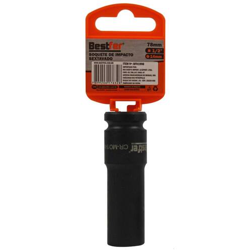 Soquete sextavado de impacto longo 14 mm encaixe 1/2