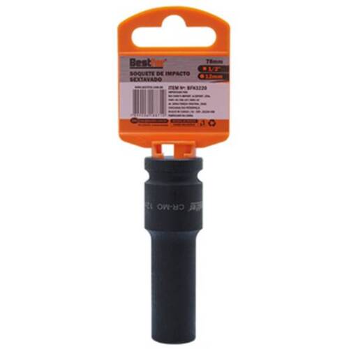 Soquete sextavado de impacto longo 12 mm encaixe 1/2