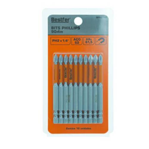 Jogo de bits phillips ph2 x 90 mm encaixe 1/4 Jogo de bits phillips ph2 x 90 mm encaixe 1/4