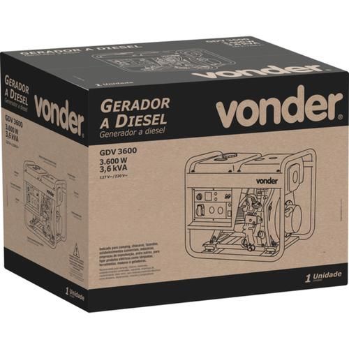 Gerador de energia 3,6 Kva a diesel pot�ncia de 6,4 hp monof�sico 4 tempos - GDV3600