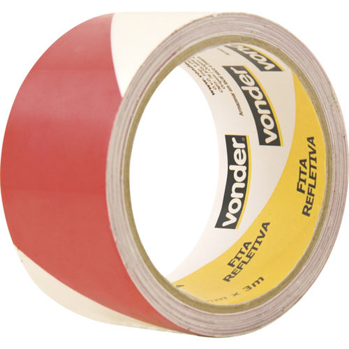 Fita adesiva refletiva 50 mm x 3 m vermelha e branca 