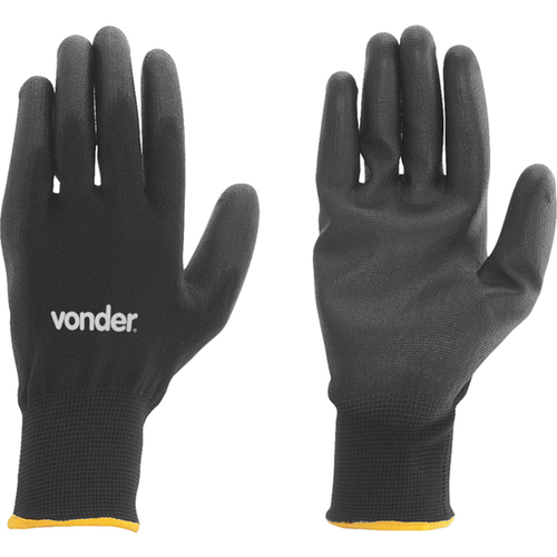 Luva de poli�ster com poliuretano preta tamanho 10 - PPV 1010
