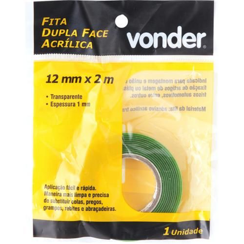 Fita dupla face acr�lica 12 mm x 2 m