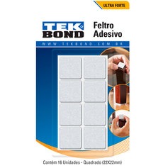 Feltro protetor adesivo quadrado 22 mm branco com 16 unidades