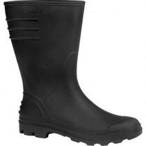 Bota de PVC preta cano m�dio sem forro