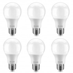 Kit 6 L�mpadas led bulbo 6W 540 l�mens branca fria - A55