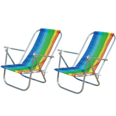 Kit 2 Cadeira de praia dobr�vel em 2 posi��es - CAD0041