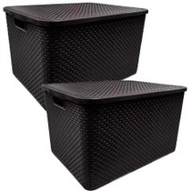 Kit 2 caixas organizadoras com tampa 15 litros - Rattan