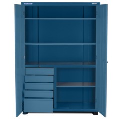 Arm�rio para ferramentas com 3 prateleiras 5 gavetas e portas de vidro - AM-1006