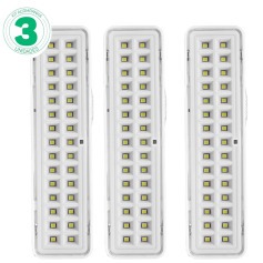 Kit 3 Lumin�rias de emerg�ncia 30 Leds branca