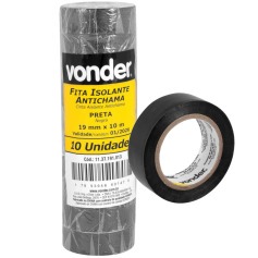 Fita isolante 19 mm x 10 m preta com 10 pe�as