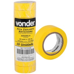 Fita isolante 19 mm x 10 m amarela com 10 pe�as
