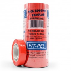 Fita adesiva 12 mm x 33 m com 10 pe�as vermelha - 10100515