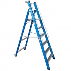 Escada plataforma fibra de vidro 5 degraus 1,80 m com rodas e corrim�o - PAF180