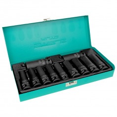 Jogo de soquete de impacto sextavado longo 10 a 24 mm 1/2